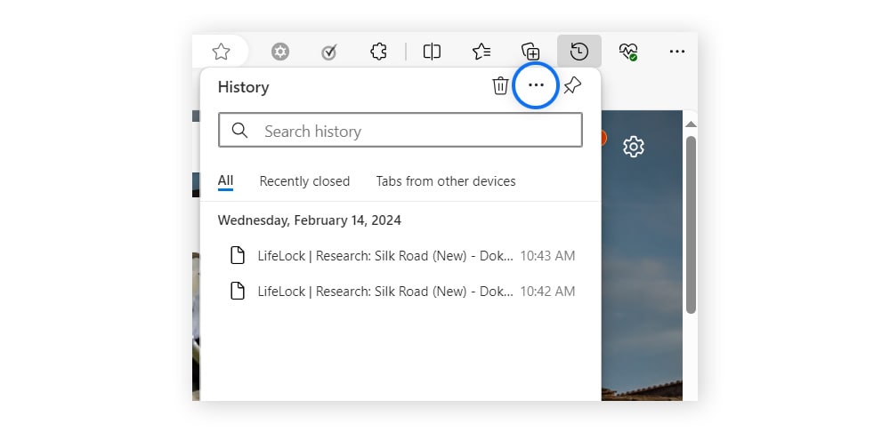 Capture d'écran des paramètres Microsoft Edge permettant de sélectionner l'option de suppression des données de navigation.