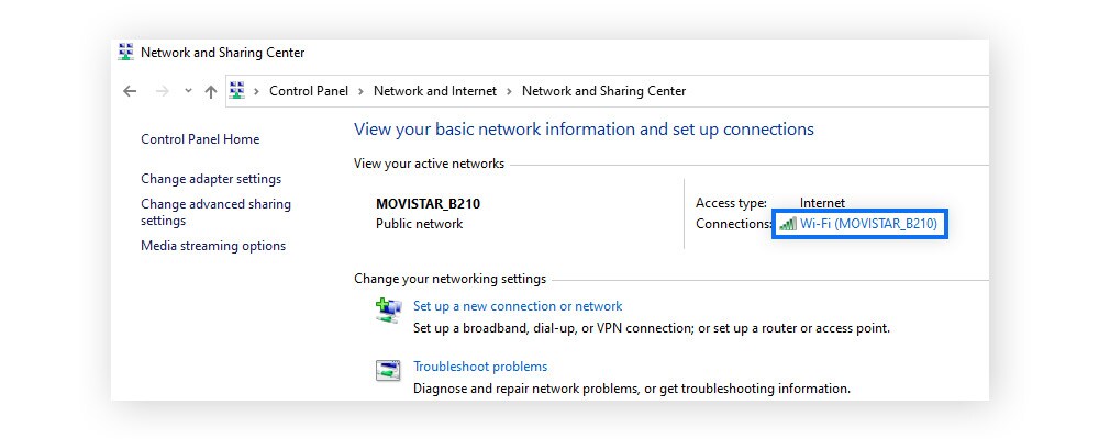 Cliquez sur le nom du réseau Wi-Fi pour lequel vous souhaitez afficher la clé de sécurité Internet